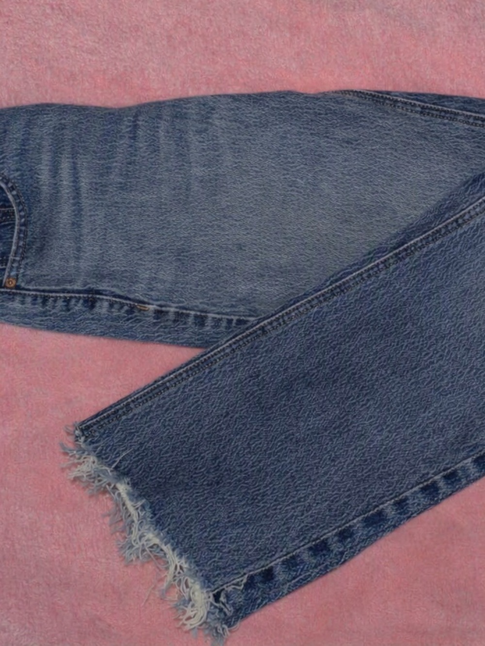 PacSun Women's Blue Wide-Leg Jeans with Frayed Hem